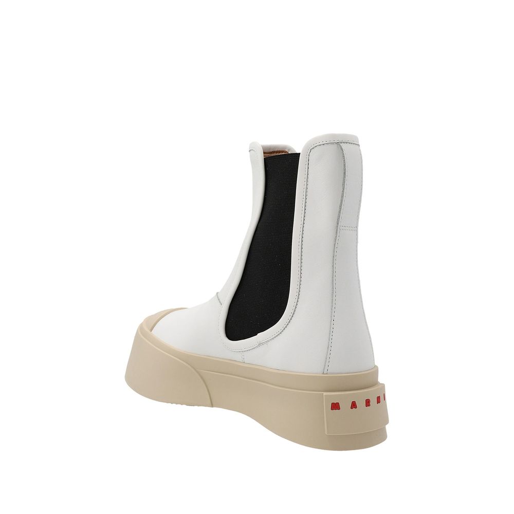 White Calfskin Chelsea Boots