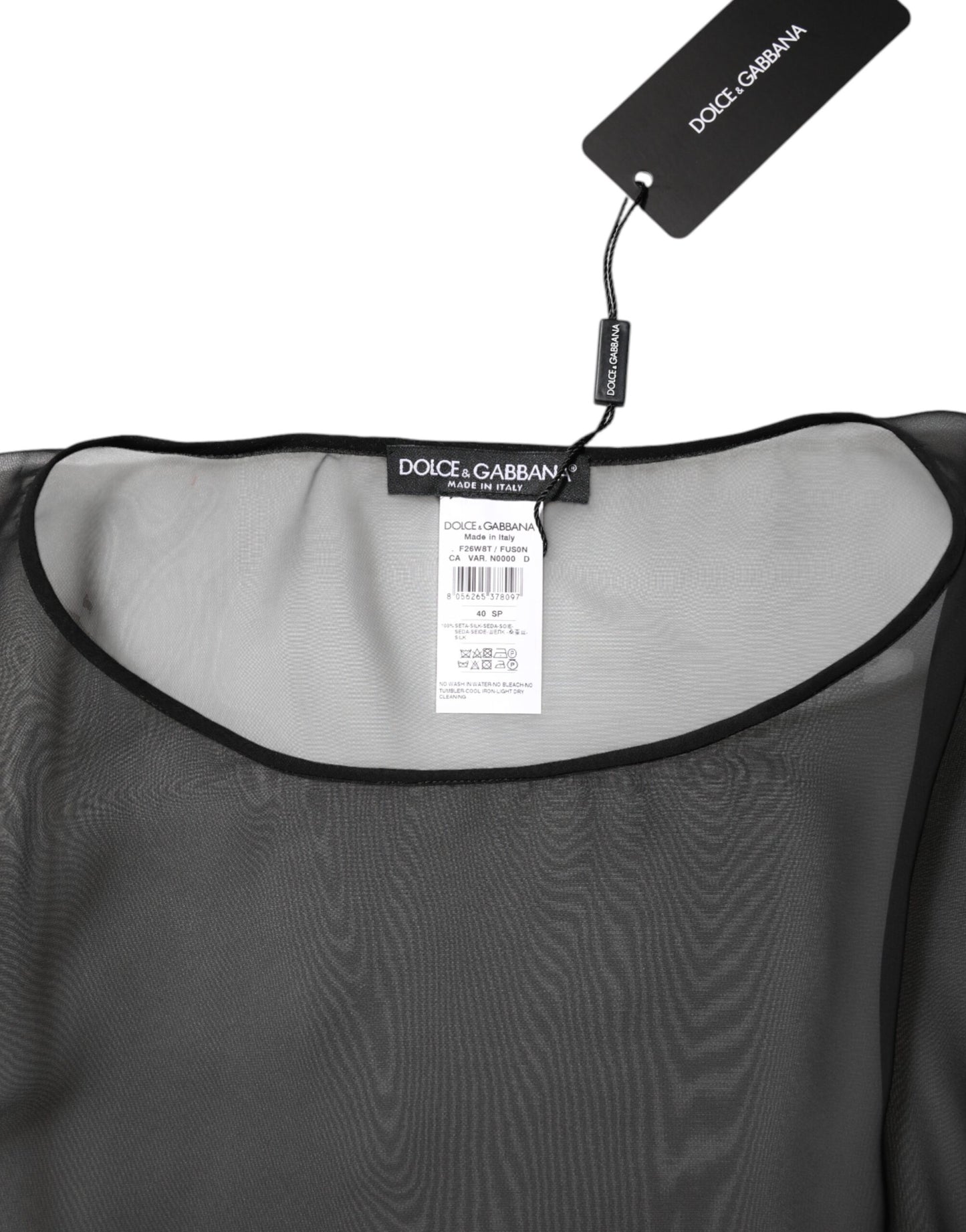 Black See Through Silk Chiffon Lace Blouse Top