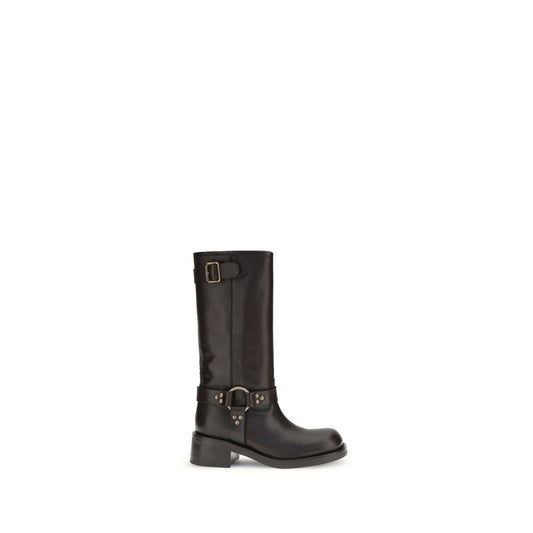 Brown Calf Leather Bos Taurus Flat Boots