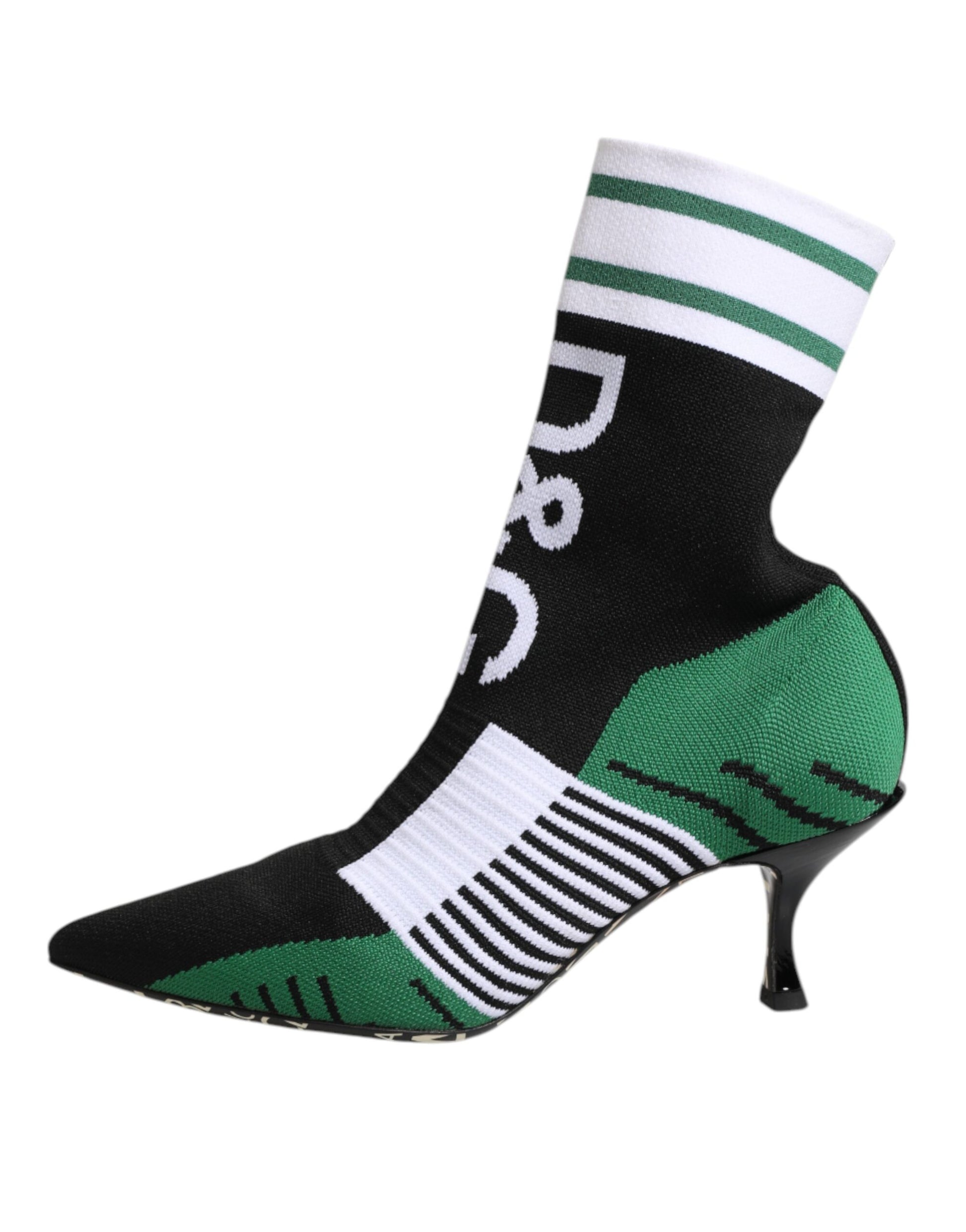 Green Stretch Sock Style Ankle Boots Shoes