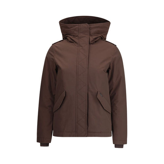 Brown Cotton Full-Length Jacket