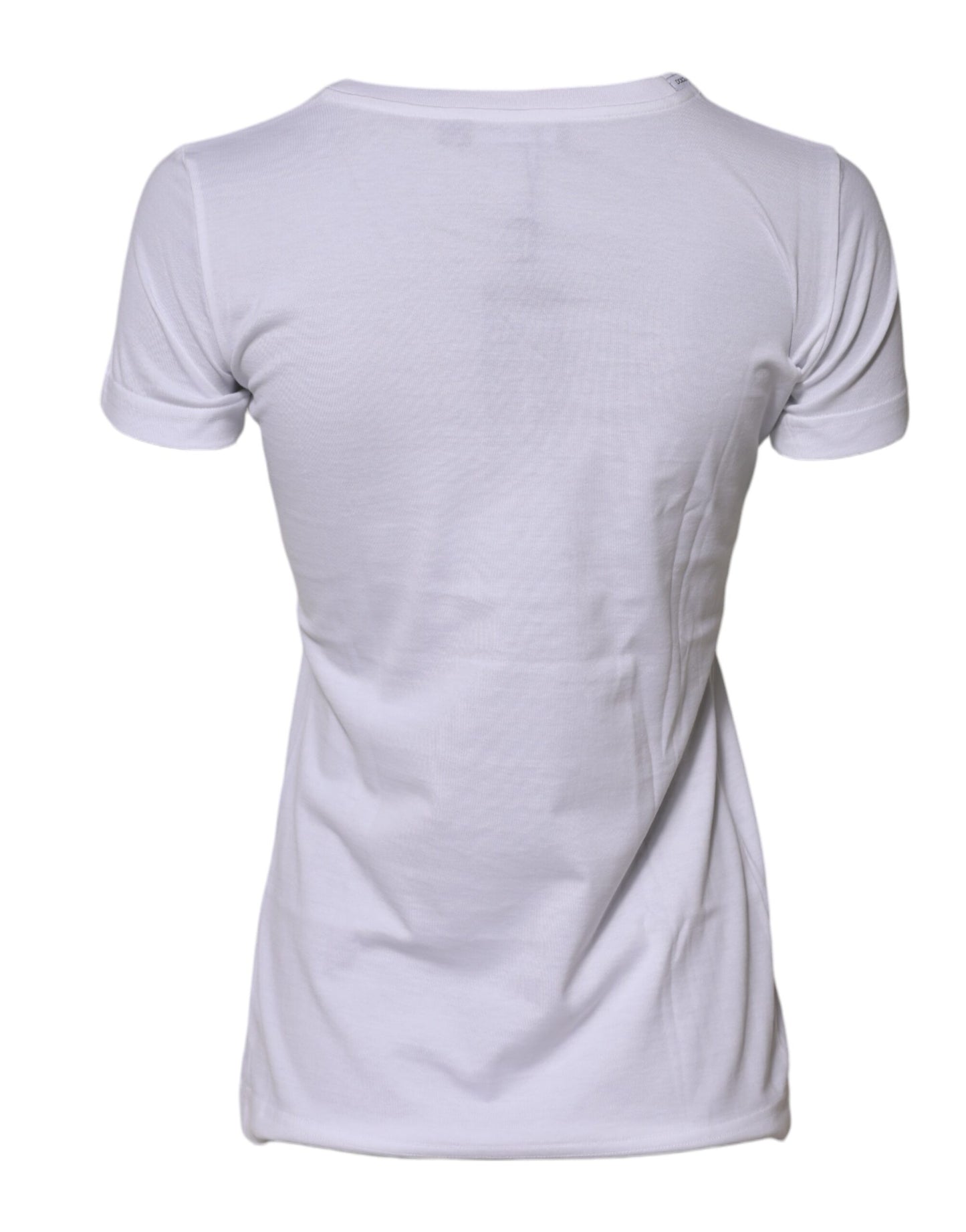 White Cotton Crew Neck Short Sleeves T-shirt
