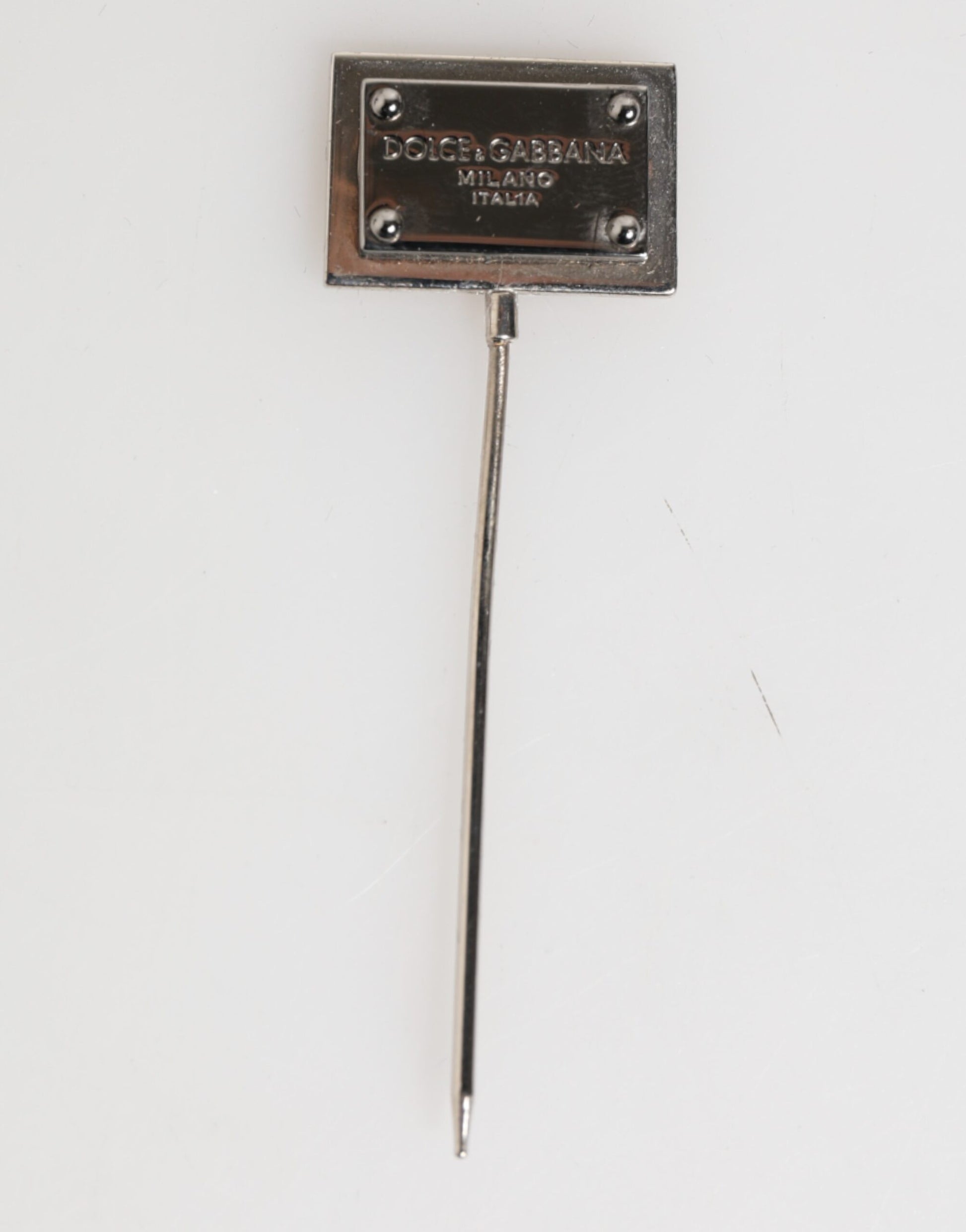 Silver Tone Logo Plaque Lapel Men Accessory Brooch Pin