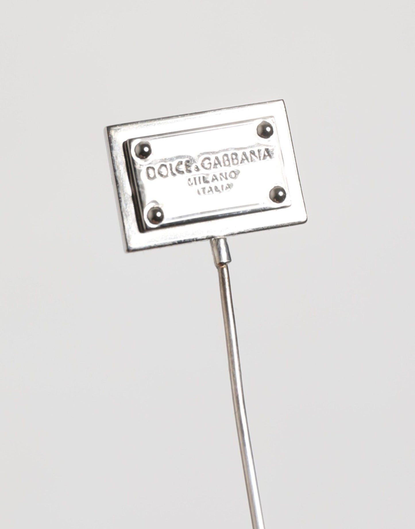 Silver Tone Logo Plaque Lapel Men Accessory Brooch Pin