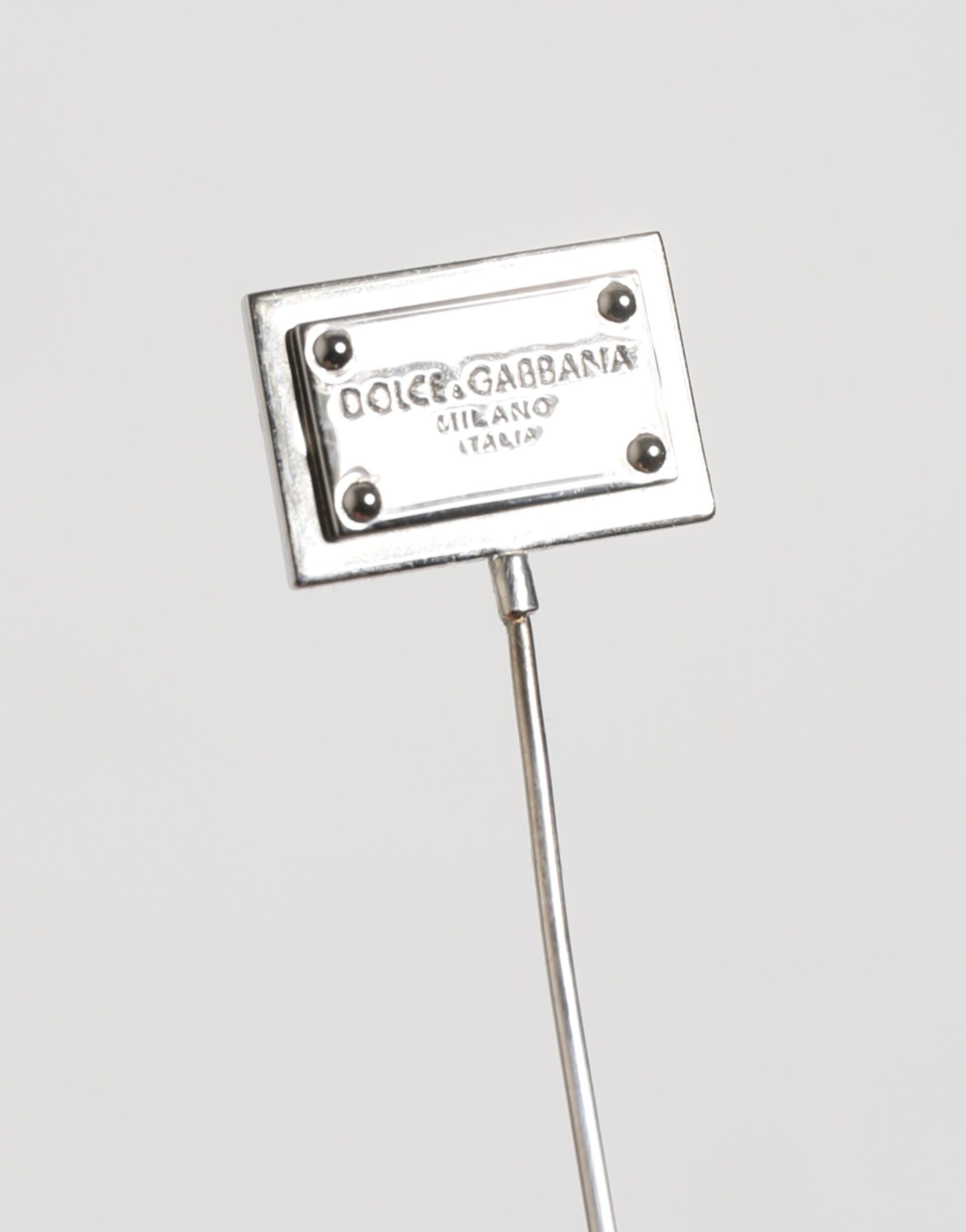 Silver Tone Logo Plaque Lapel Men Accessory Brooch Pin