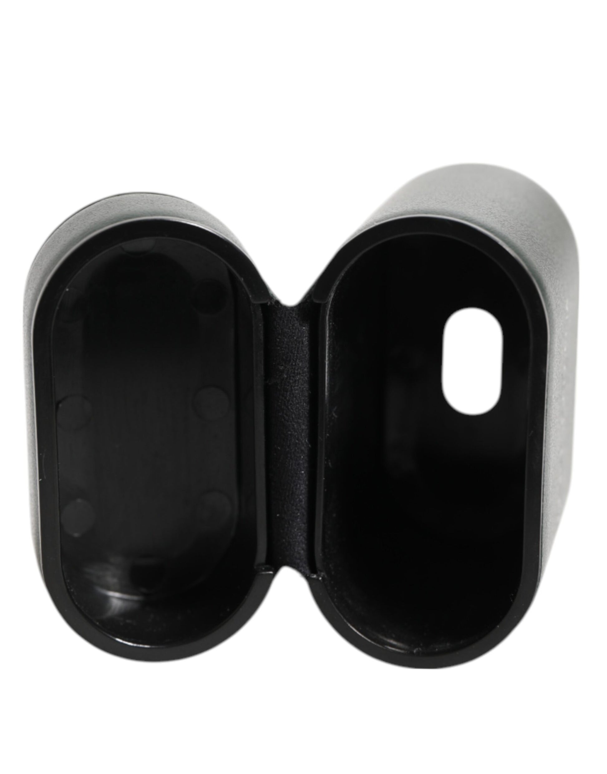 Black Leather Logo Print Flip Holder Men Airpods Case