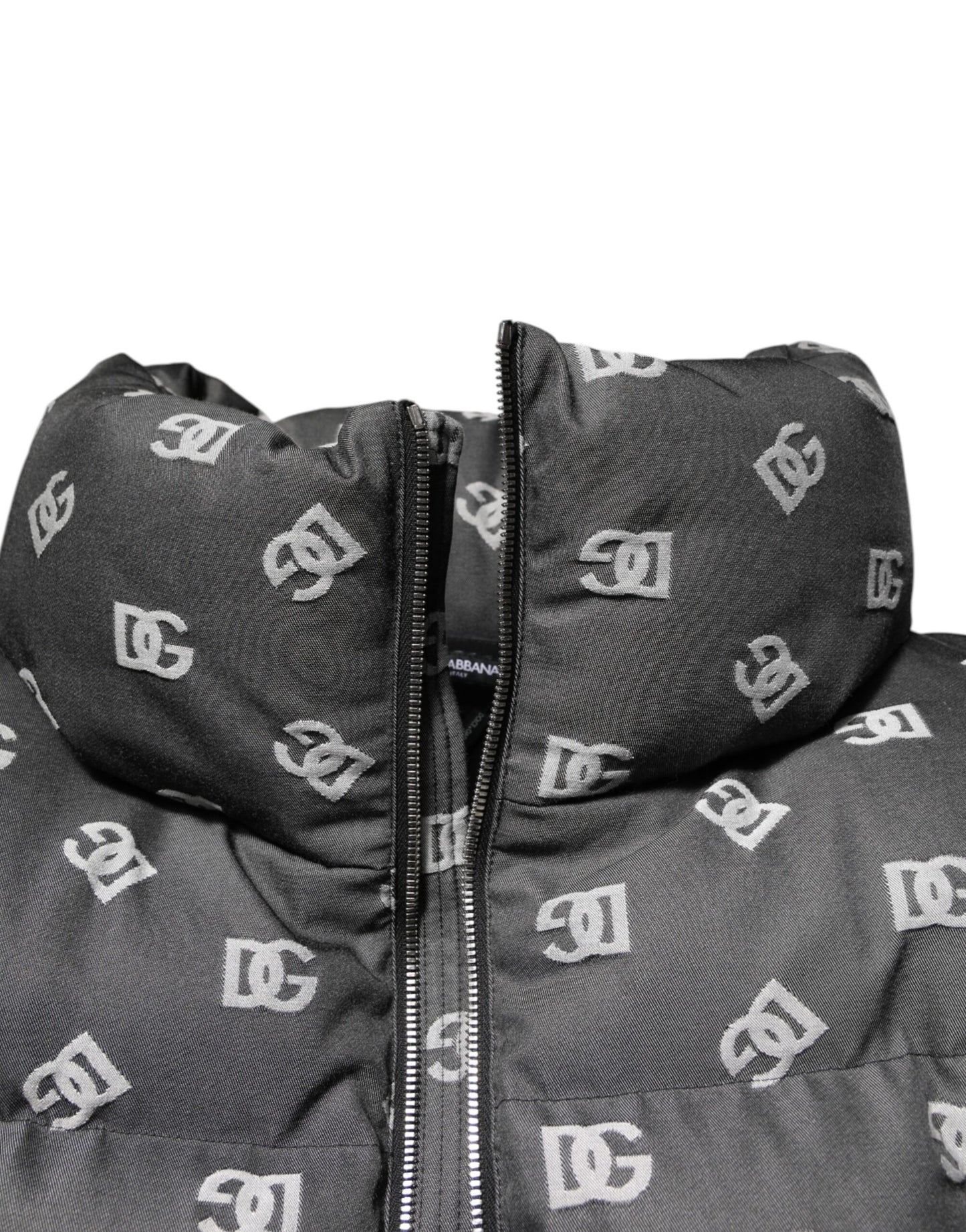 Black DG Monogram Full Zip Puffer Men Jacket