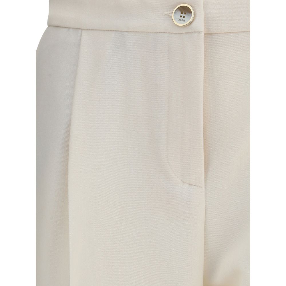 Beige Polyester Casual Pants