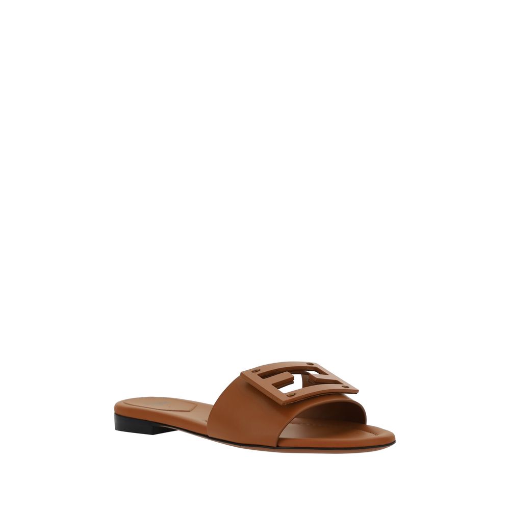 Brown Calf Leather Bos Taurus Flat Sandals