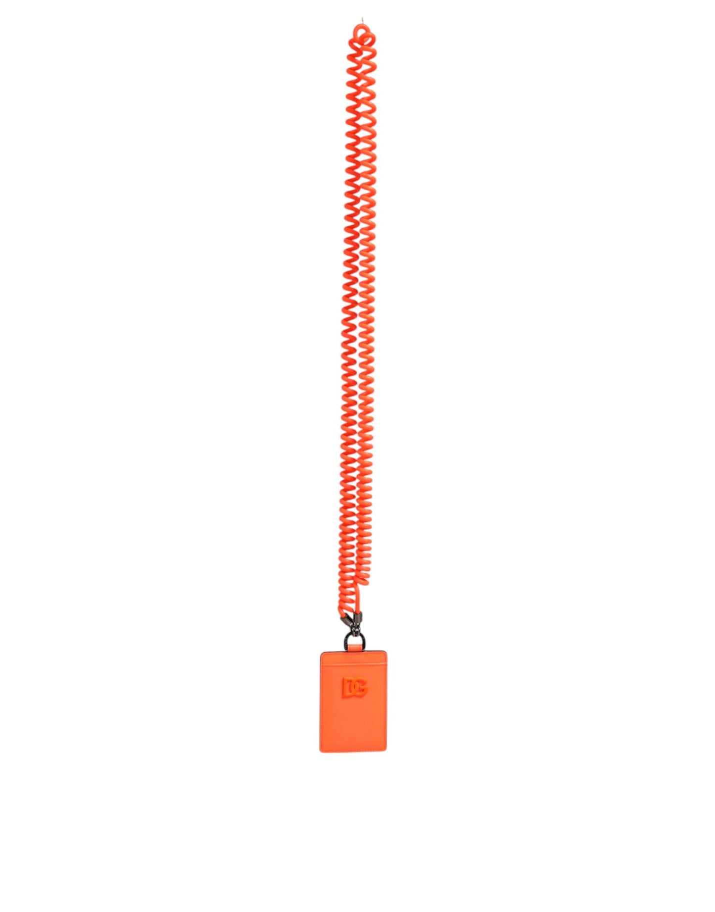 Orange Leather Logo Embossed Lanyard Card Holder Wallet