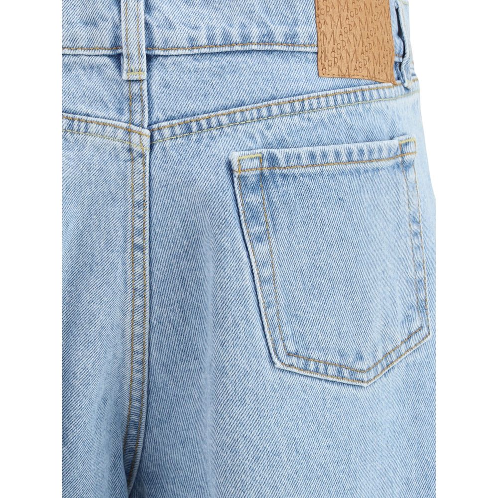 Blue Cotton Straight-Leg Jeans