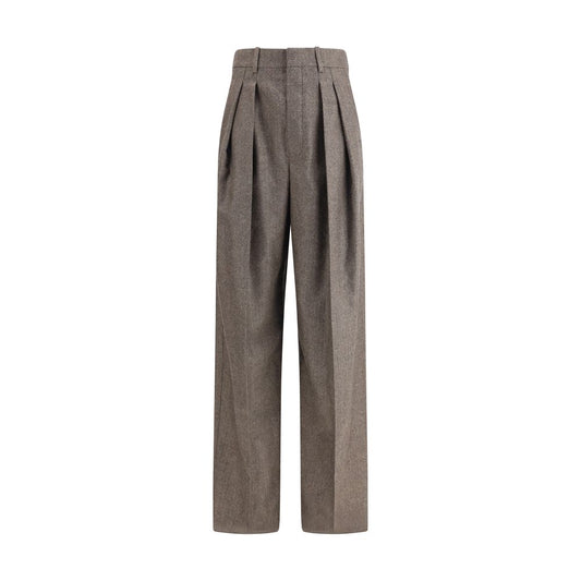 Wool Herringbone pattern wide leg Pants