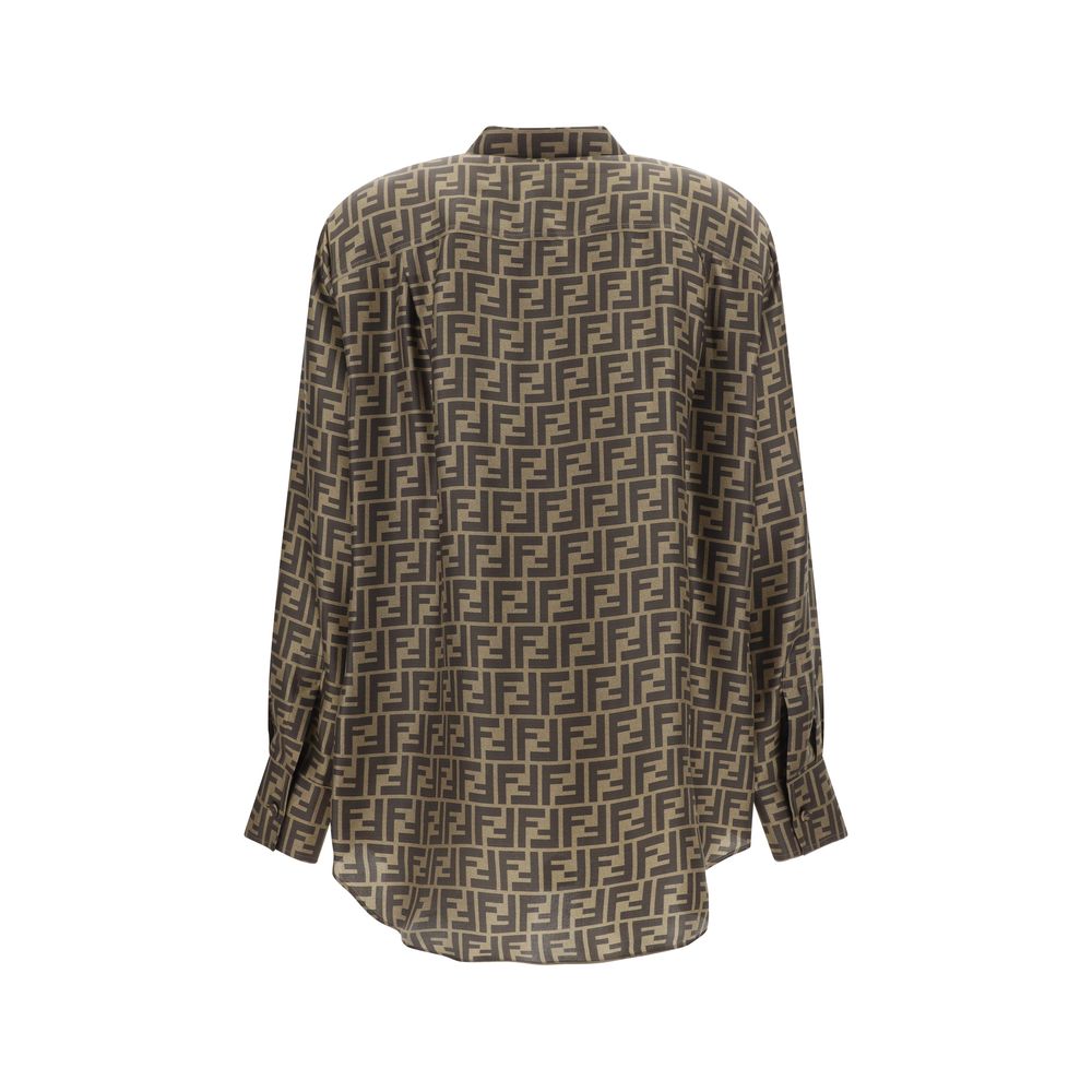 Brown Silk Pattern Shirt