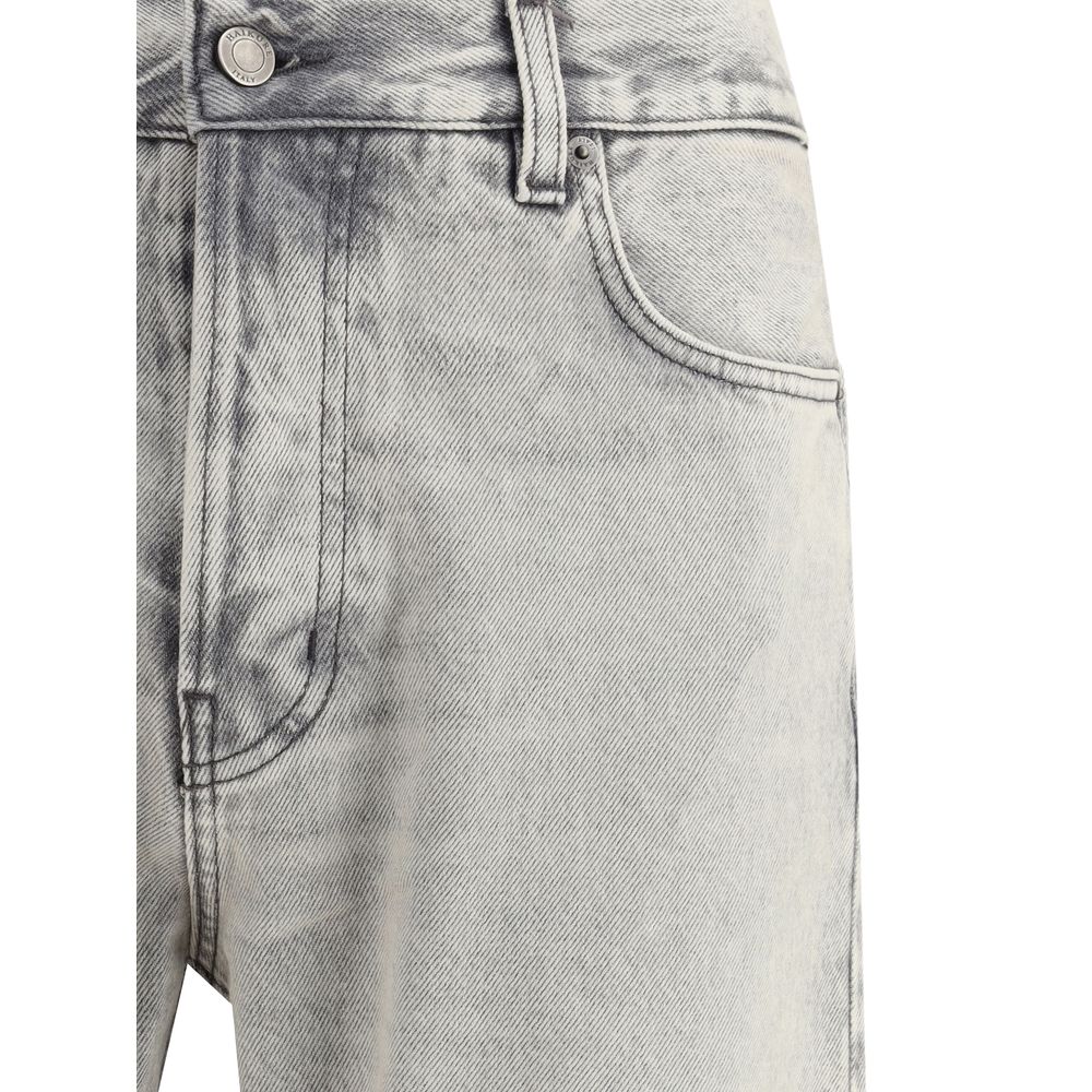 Blue Cotton Straight-Leg Jeans