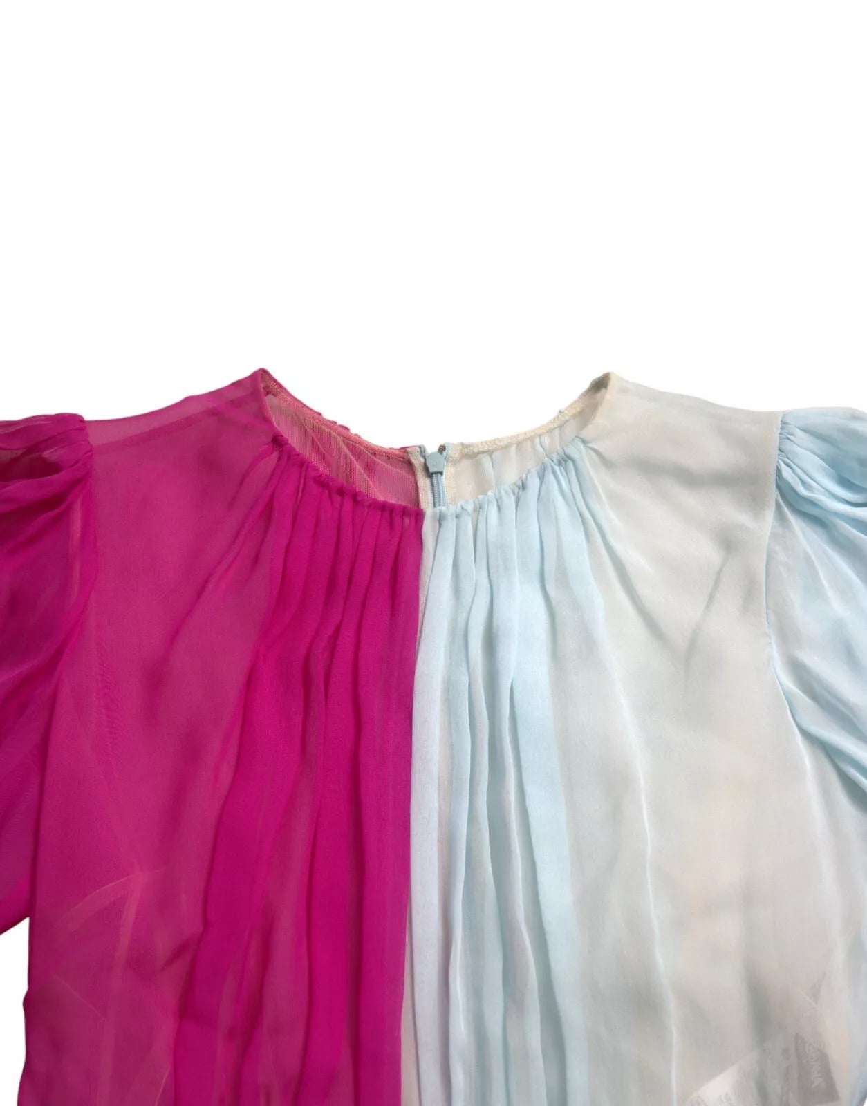 Light Blue Silk Two Tone Midi Dress