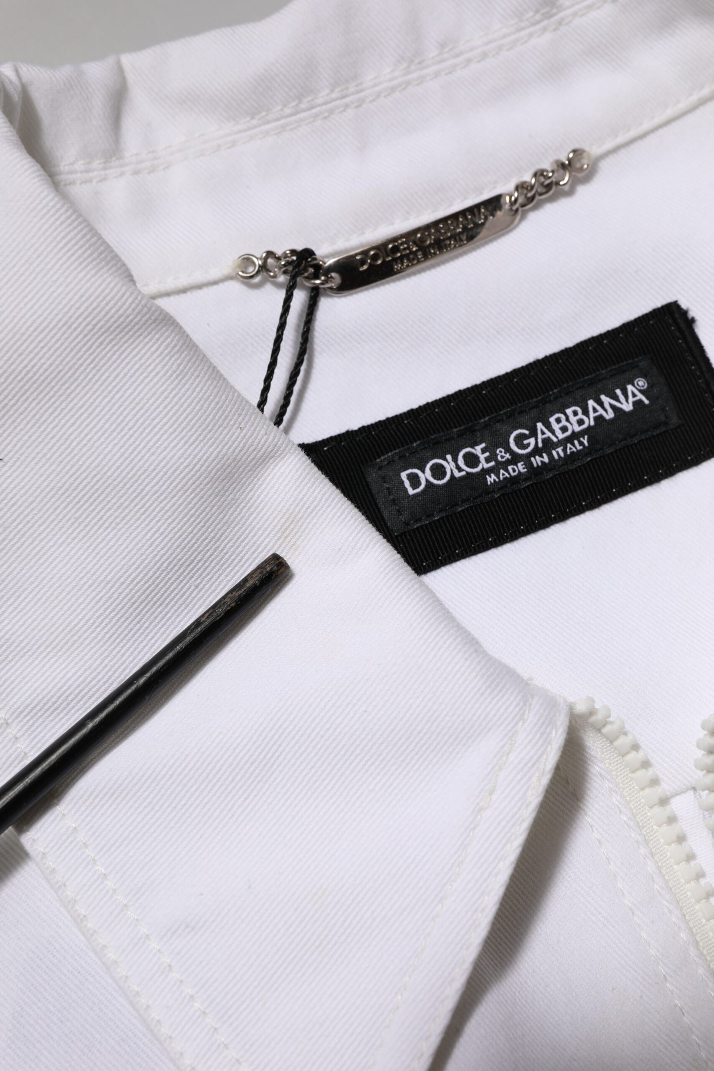 White Barcode Patch Utility Zip Jumpsuit Pants