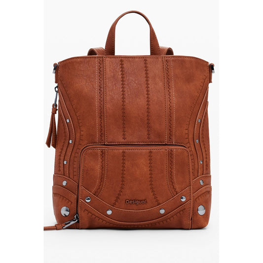 Brown Polyethylene Women Mini Backpack