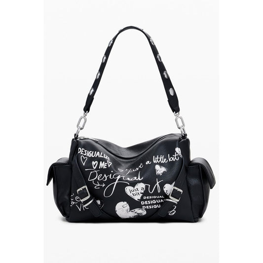 Black Polyethylene Women Handbag
