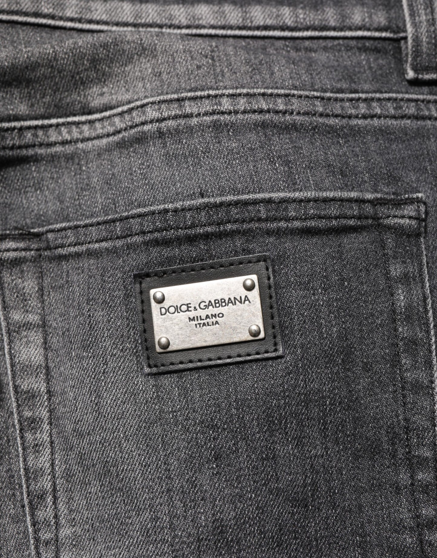 Black Gray Wash Slim Fit Straight Leg Denim Jeans