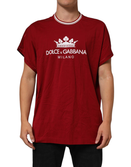 Maroon LogoCrown Cotton Half Sleeve T-shirt
