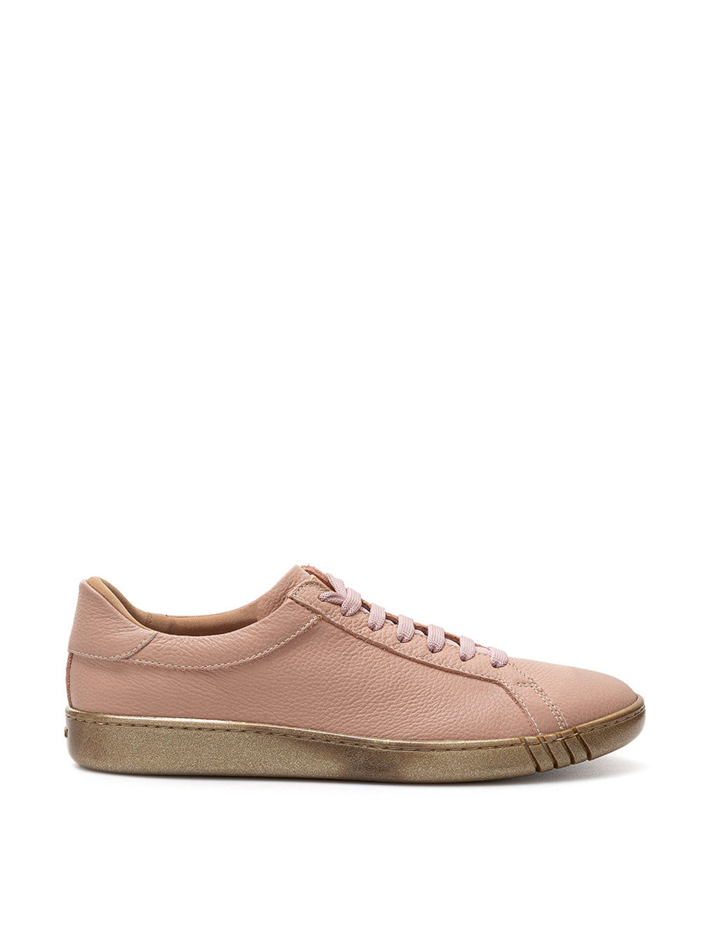 Pink Leather Low Top Sneakers