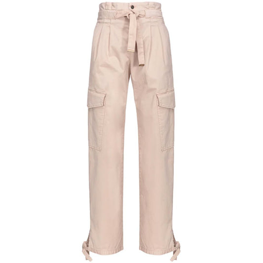 Pink Cotton Women Trouser With Cargo Pockets