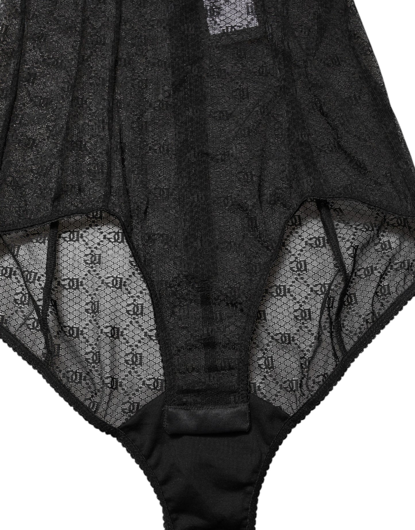 Black Nylon Stretch Bodysuit Lingerie Underwear