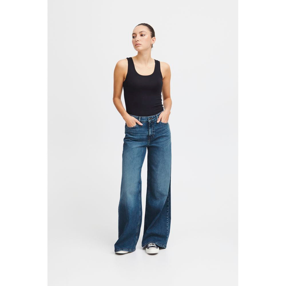 Blue Cotton Bootcut Jeans