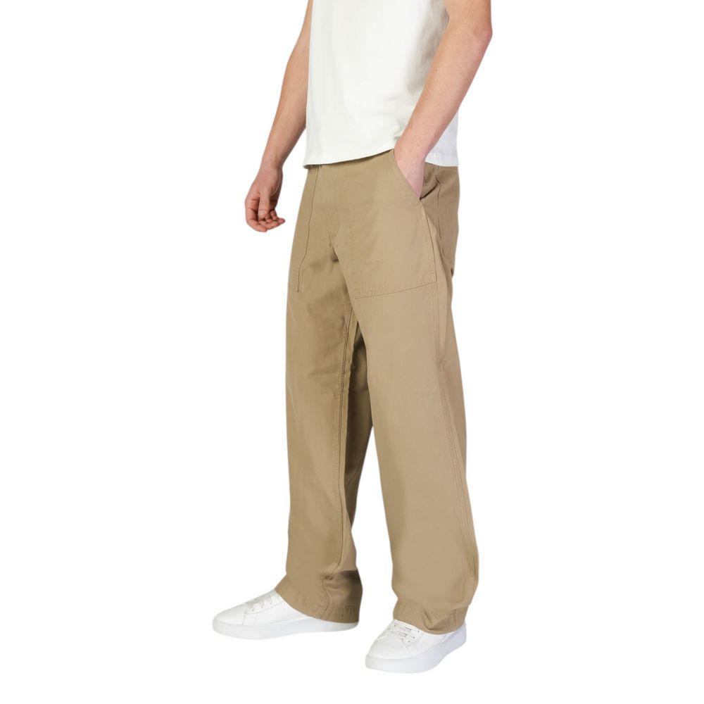 Beige Cotton Casual Pants