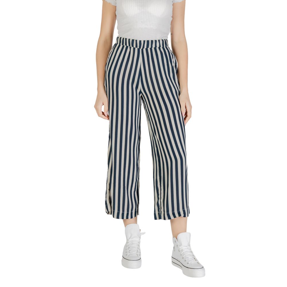 Blue Viscose Cropped Pant