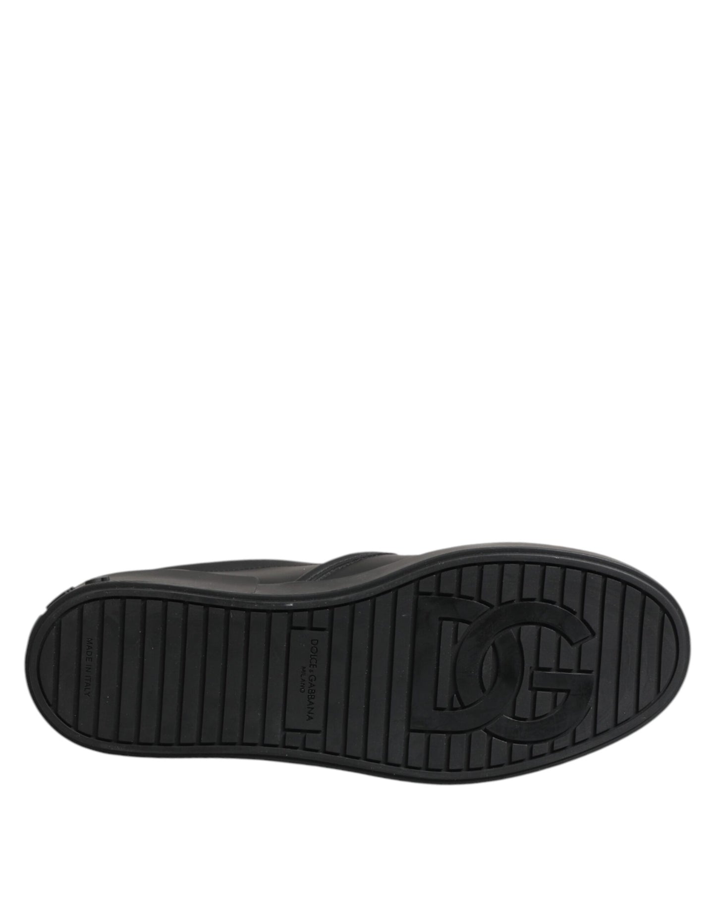 Black Leather Low Top Slip On Sneakers Shoes