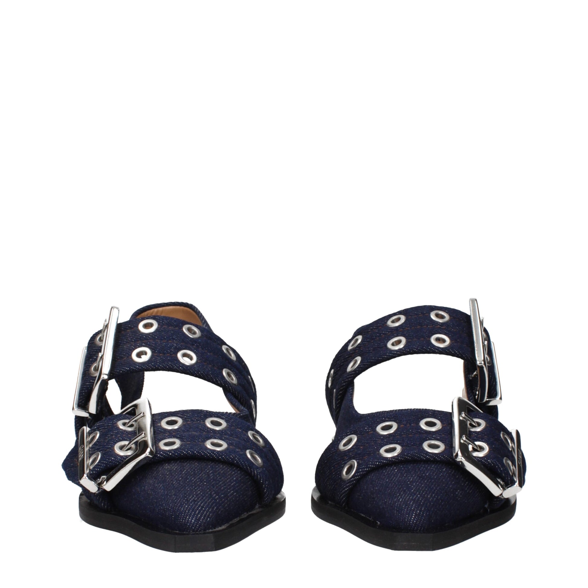 Blue Fabric Flat Sandals