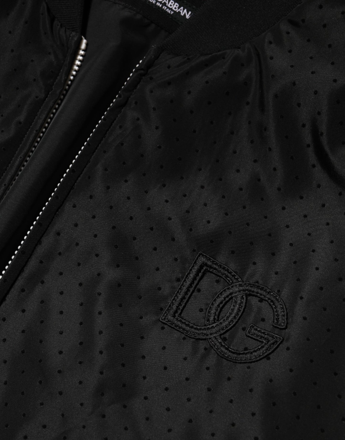 Black Acetate Full Zip Bomber Men Jacket