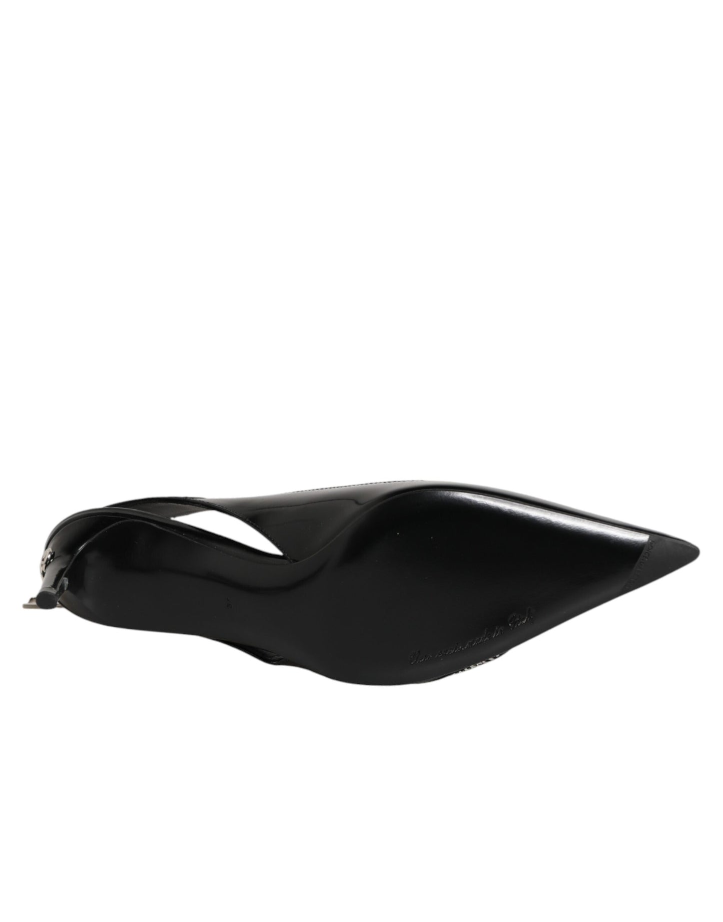 Black Zipper Leather Heels Slingbacks Shoes
