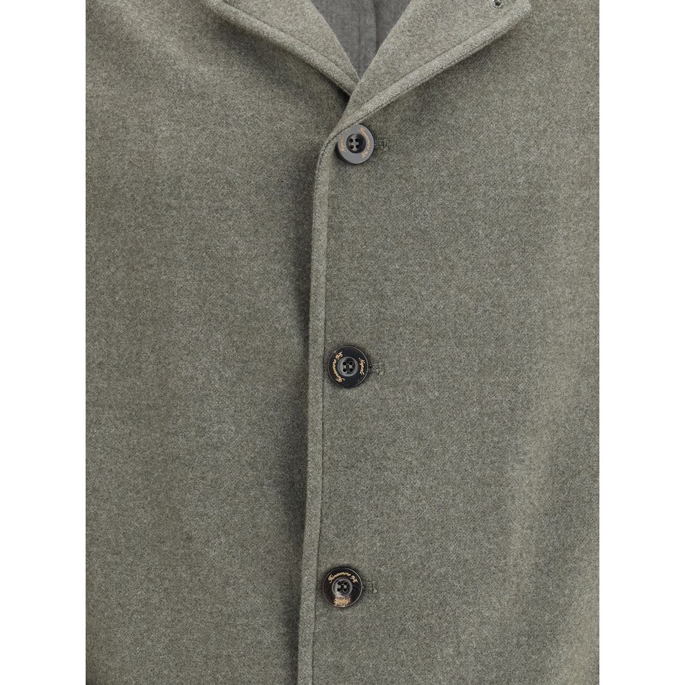 Bicolor Fleece Wool Coat