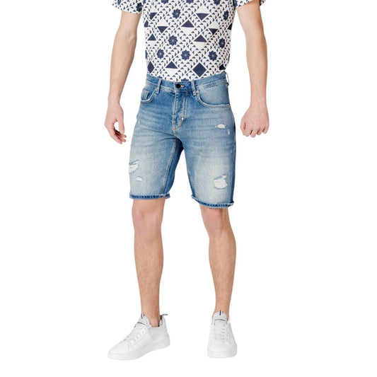 Blue Cotton Bermuda Shorts