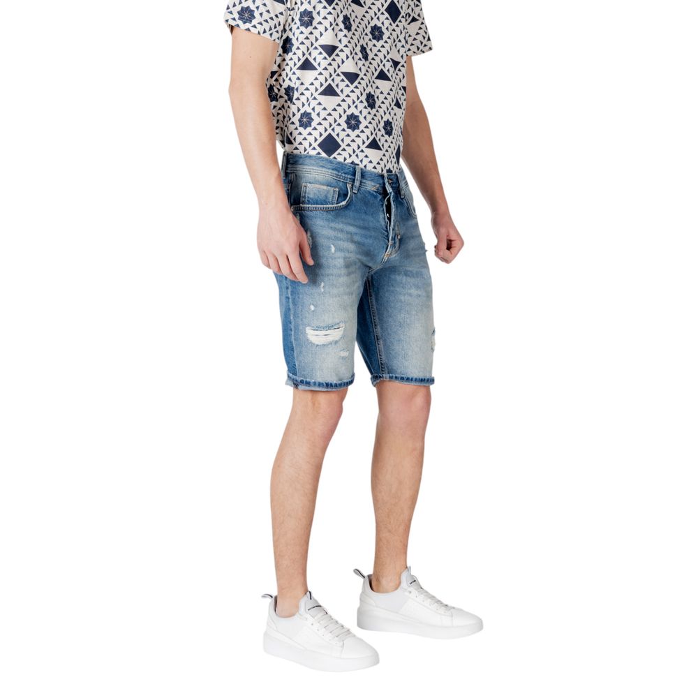 Blue Cotton Bermuda Shorts