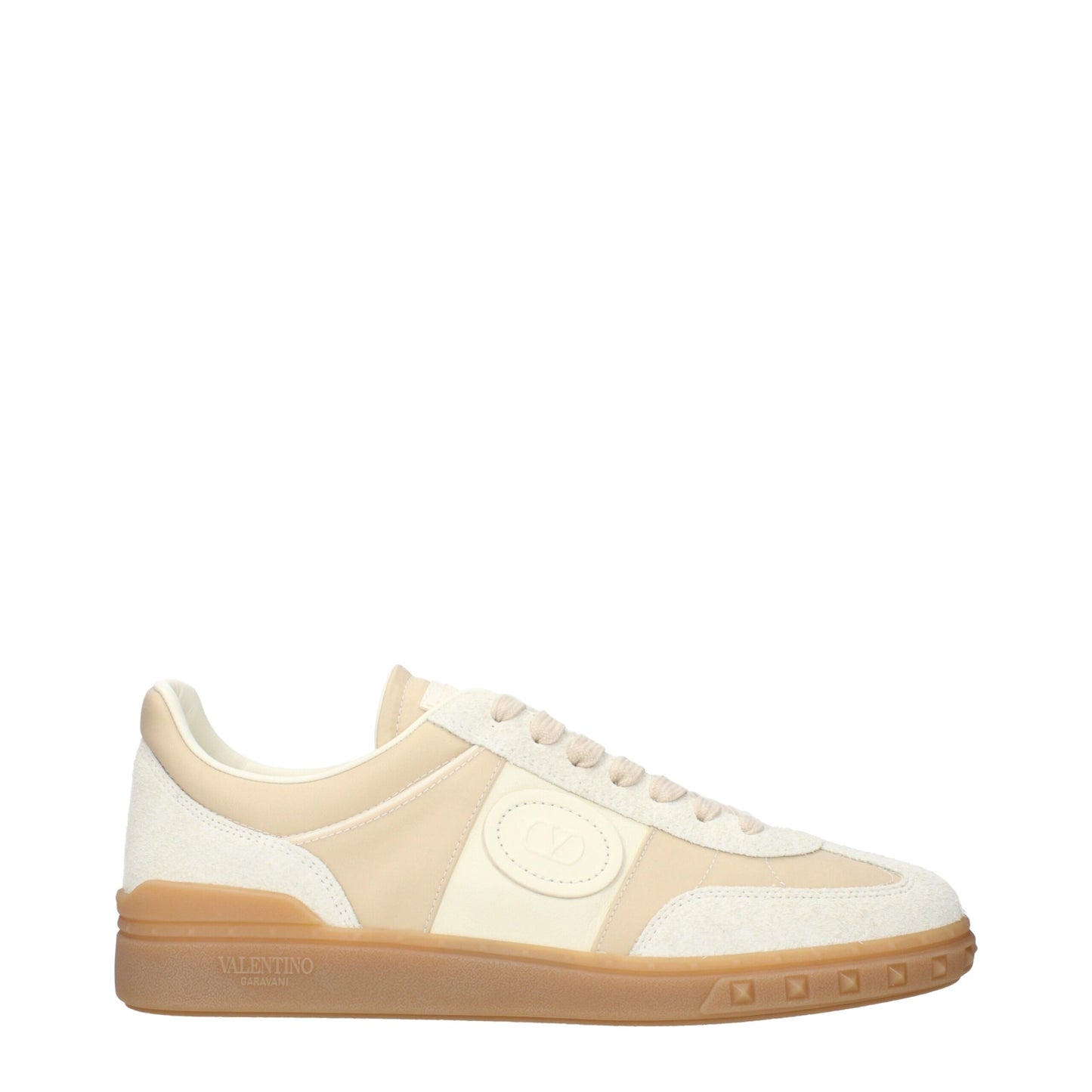 Beige Fabric Low Top Sneakers