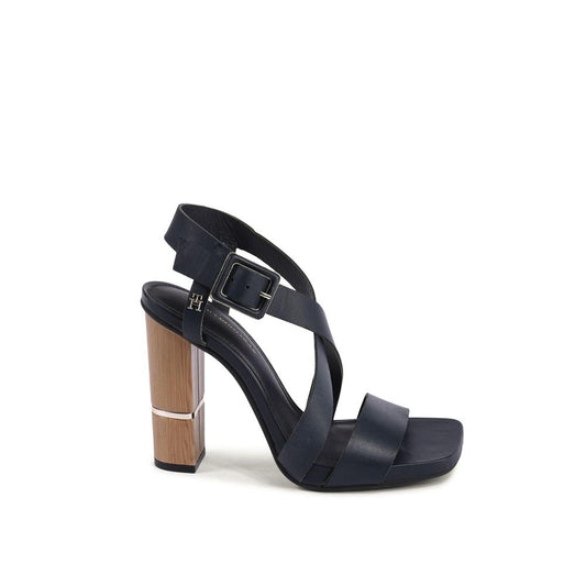 Blue Leather Platform Sandals