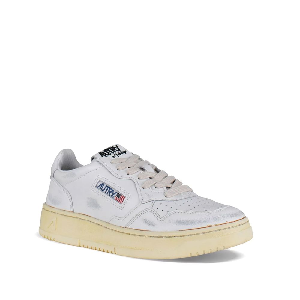 White Leather Low Top Sneakers