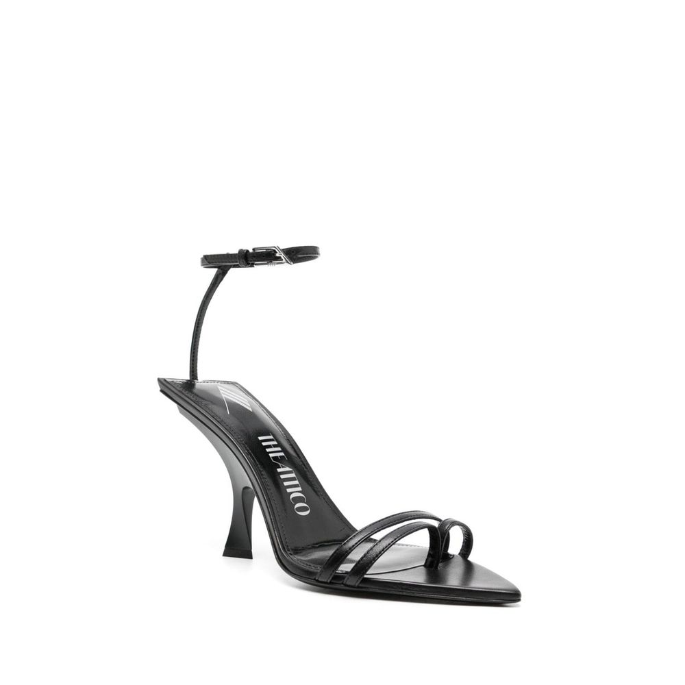 Black Silk Stiletto Heel Sandals