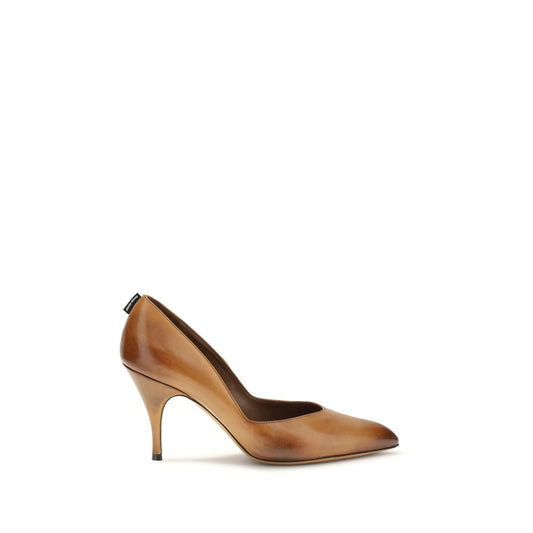 Beige Calf Leather Bos Taurus High Heel Pumps