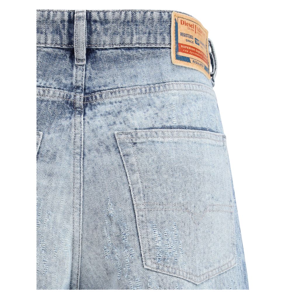 Blue Cotton Flared Jeans