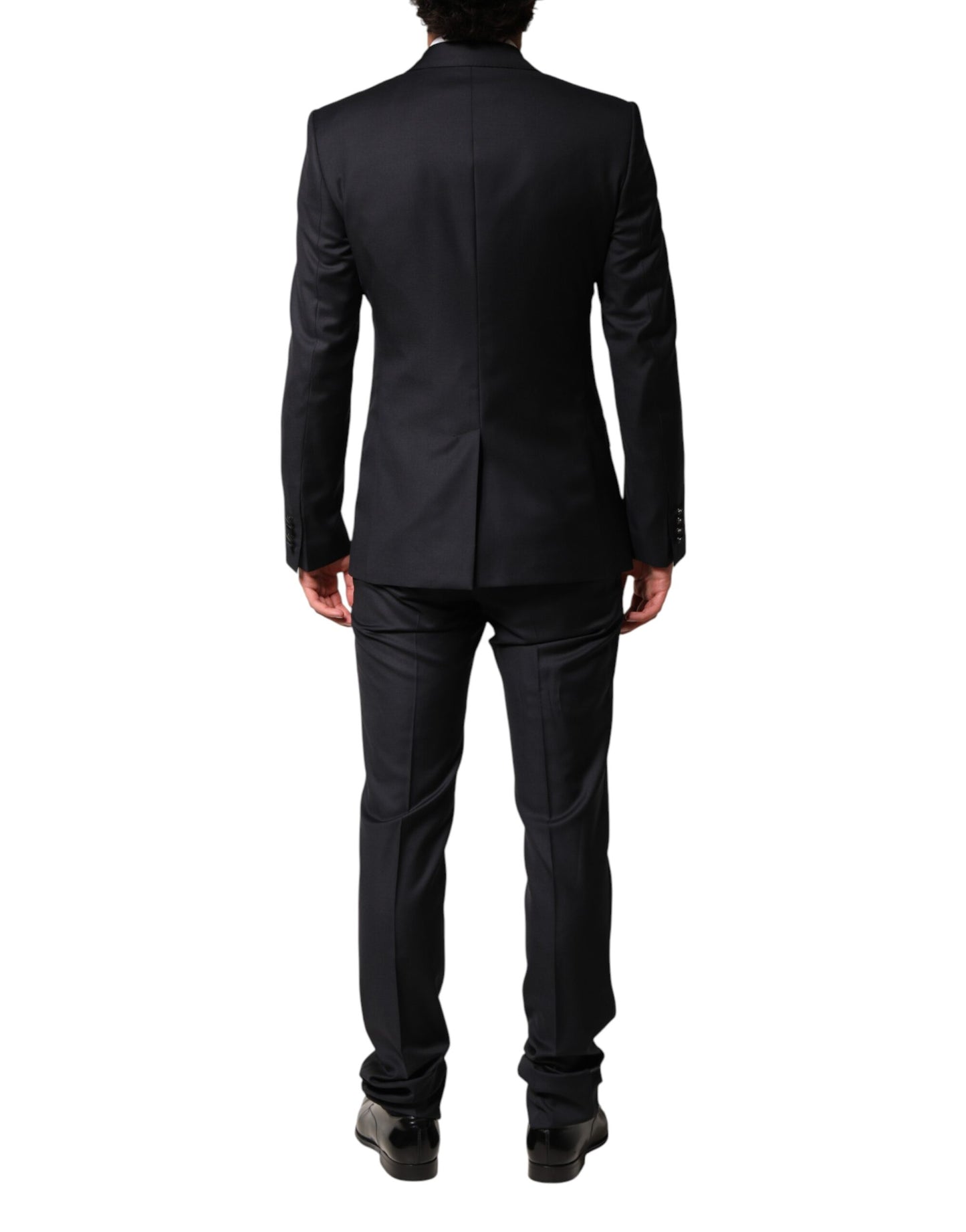 Blue Wool Single Breasted 3 Piece Men Suit