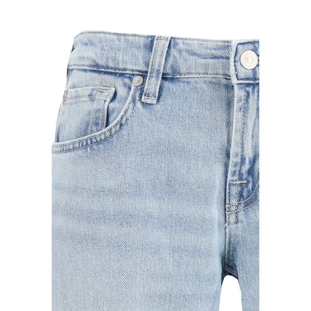 Blue Cotton Straight-Leg Jeans