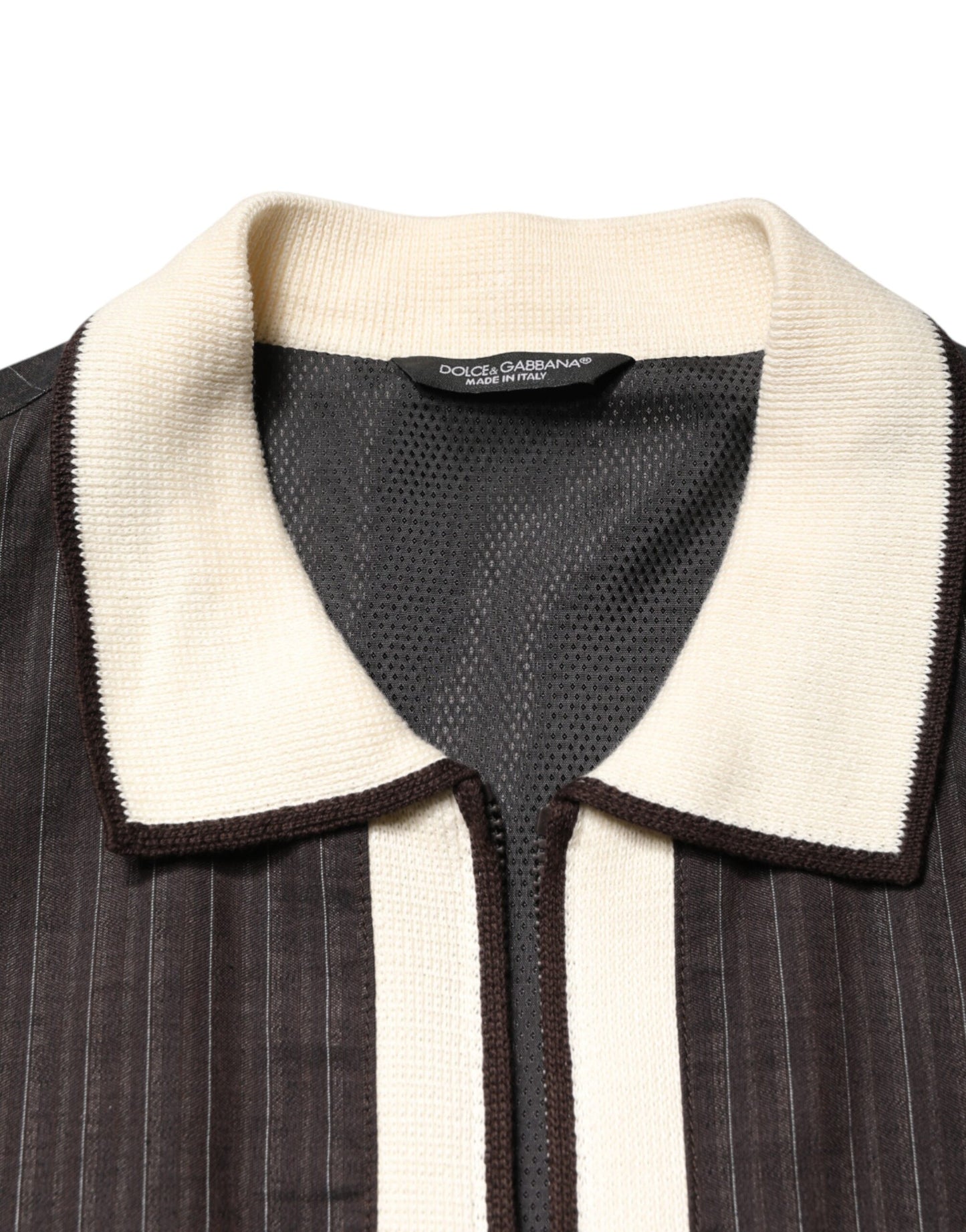 Brown Contrast Stripe Men Bomber Jacket