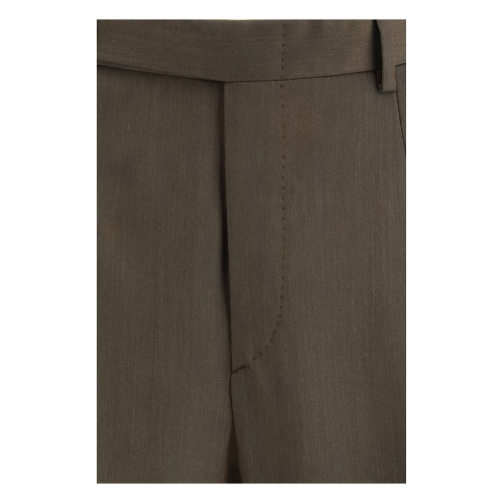 Bicolor Fleece Wool Casual Pants