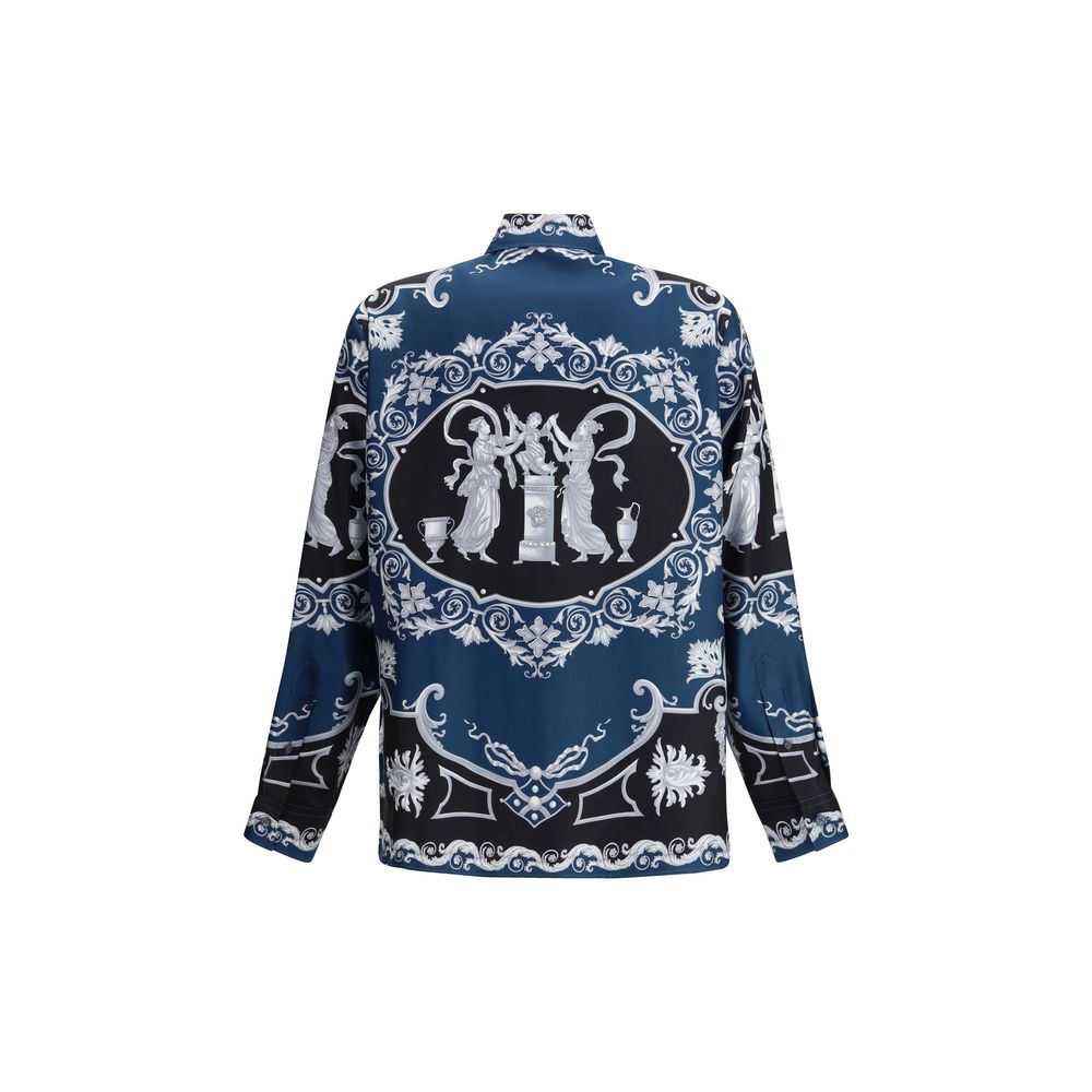 Blue Silk Pattern Shirt