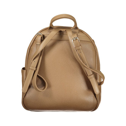 Brown Polyurethane Women's Backpack