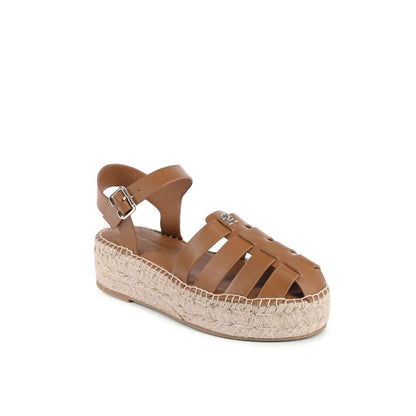 Brown Leather Platform Sandals